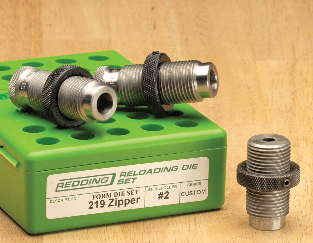 Along with the full-length sizing die set, the Redding forming die set (shown here) completes the forming process.